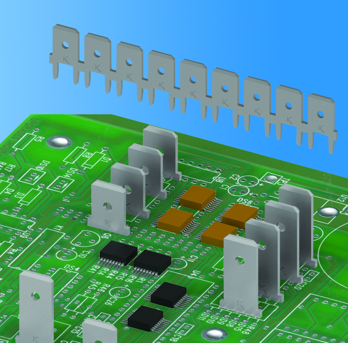 ¼” Wide male, quick-fit pcb tabs come on continuous reel - Electronic Products 